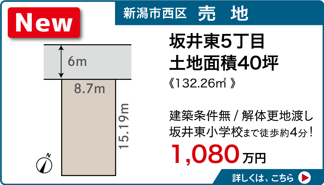 新潟市西区 売地 坂井東5丁目 土地面積40坪